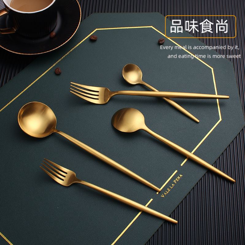 Gold Cutlery Set Stainless Steel Golden Knives Forks Spoons-图0