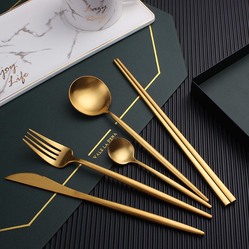 Gold Cutlery Set Stainless Steel Golden Knives Forks Spoons-图1