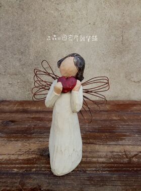 树脂天使爱心雕像美式家居装饰品
