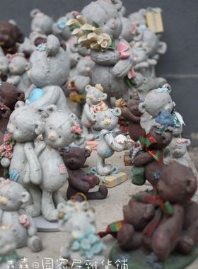 古董熊摆件树脂工艺品欧美限量版大牌装饰品古董娃娃儿童房收藏品