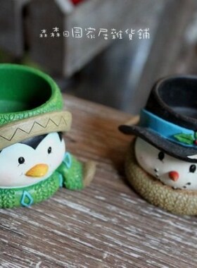 美式乡村风圣诞节企鹅家居装饰