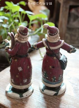 油画彩绘圣诞老人儿童房装饰摆件