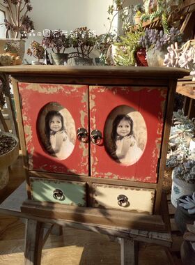 法国做旧实木多层工艺品家居装饰