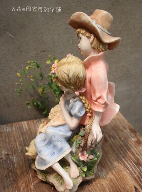 古董情侣美式乡村风立体工艺摆件