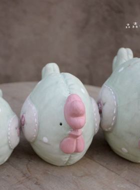 田园风复古摆件陶瓷动物工艺品