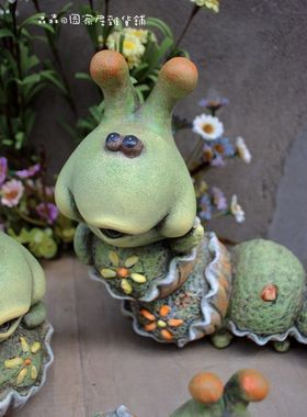 陶土彩绘卡通别墅园艺家居装饰