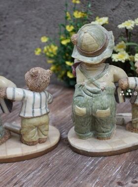 小熊古董美式乡村风儿童房装饰品
