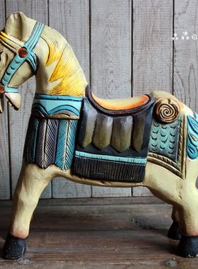 橱窗实木手工彩绘摆件西洋古董