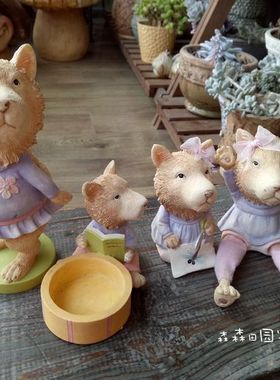 美式乡村风狮子座儿童房桌面摆件