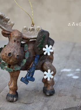 树脂复古做旧麋鹿儿童房工艺摆件