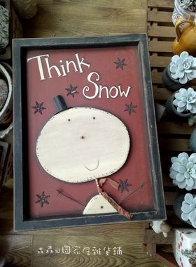 出口美式乡村风雪人浮雕花工艺品