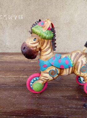 小动物马戏团复古做旧装饰摆件