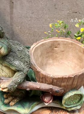 美式乡村风青蛙多肉植物装饰品