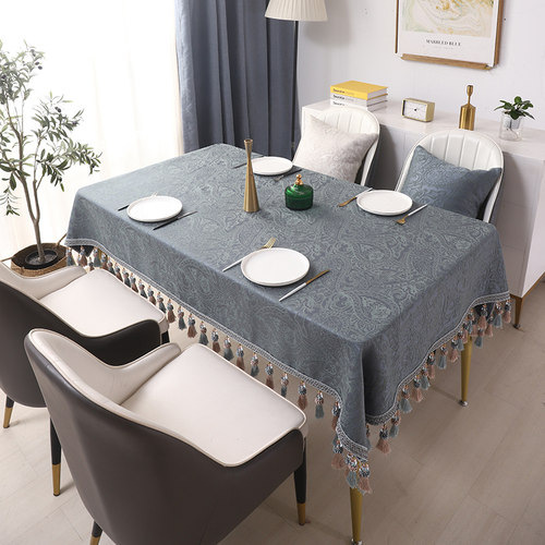 欧式纯色麻棉餐桌布台布艺美式家用正方形长方形北欧客厅茶几桌布-图1