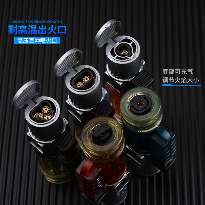 创意直冲大火力喷火枪微型焊枪充气防风打火机点雪茄艾灸厨房烘焙-图0