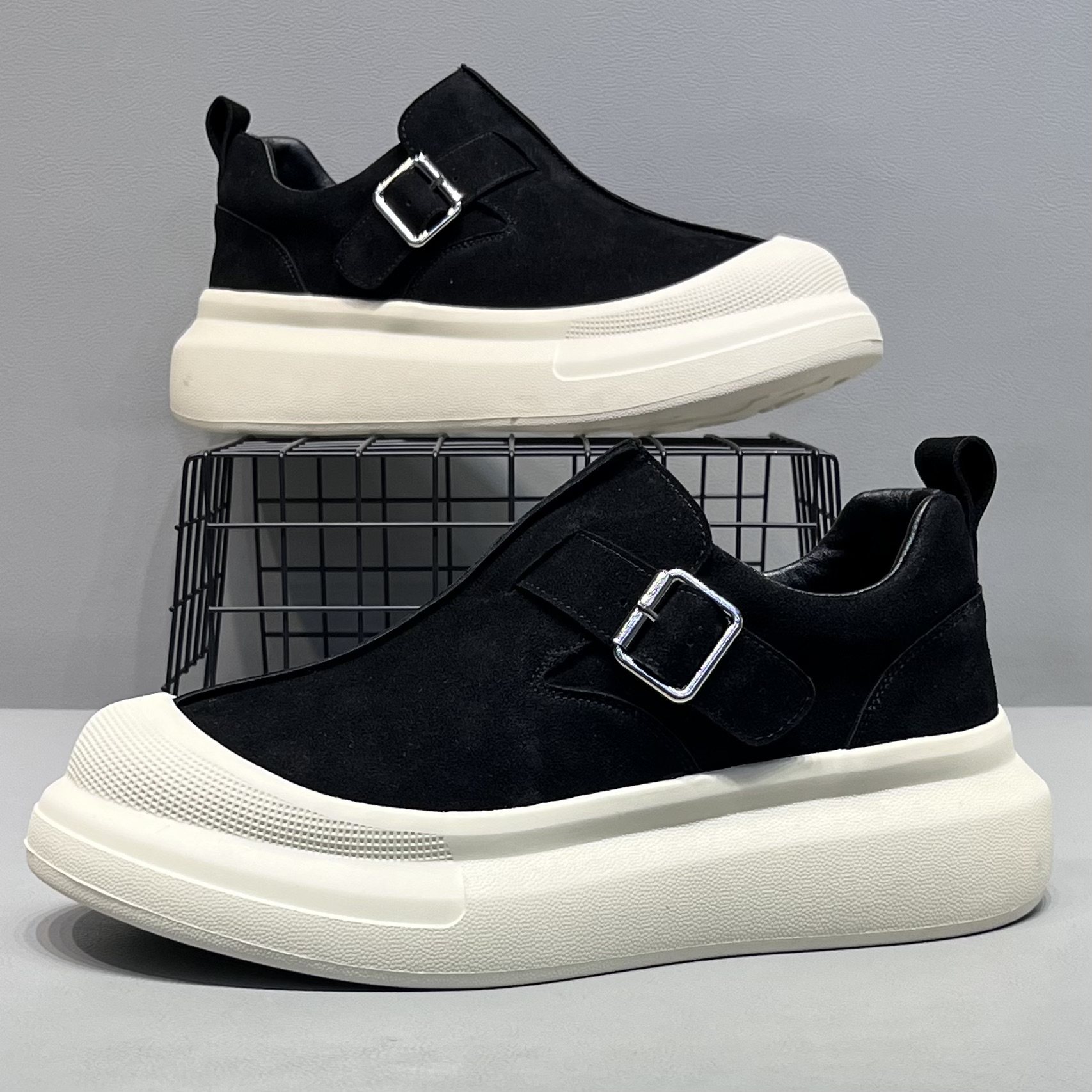 勃肯鞋男秋季新款真皮厚底增高休闲鞋一脚蹬扣带设计舒适百搭潮鞋,淘宝优惠券,粉丝福利购,淘宝优惠卷