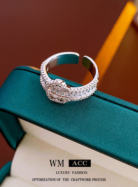 轻奢锆石蝴蝶结珍珠开口戒指精致时尚食指气质高级感手饰