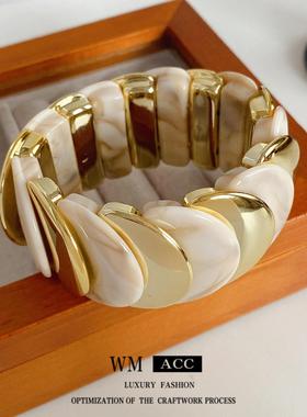 欧美半圆形拼接手链时尚简约个性百搭手环设计感小众手饰