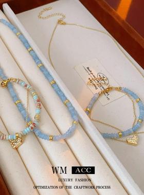 国潮寿山石锁骨链轻奢气质项链