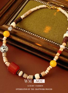 新中式玛瑙木质椰壳锁骨链