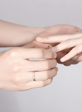 共度余生情侣戒指男女一对轻奢锆石开口指环小众设计感情人节礼物