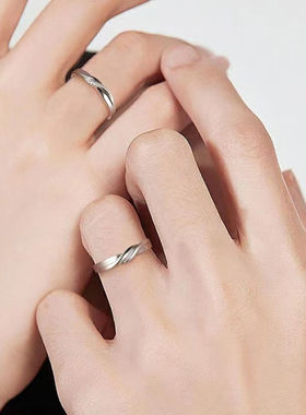 长相守情侣戒指i时尚轻奢小众ins2023新款简约百搭情侣对戒可调节