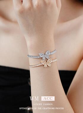 方形锆石蝴蝶手链女欧美风