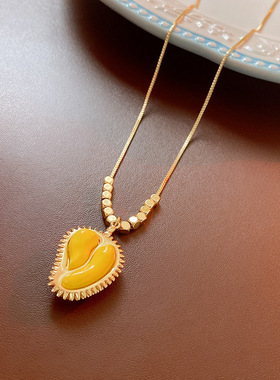 钛钢锆石爱心手掌项链 时尚简约百搭小众设计感锁骨链 高级感项饰