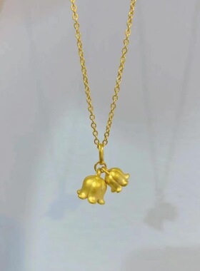 铃兰花吊坠项链女镀黄金项链时尚简约ins小众设计铃兰送妈妈女友
