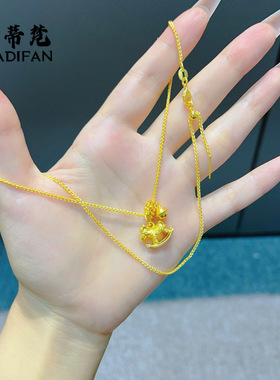 金店同款沙金摇摇马手链项链黄金色小木马吊坠新中式复古国潮风