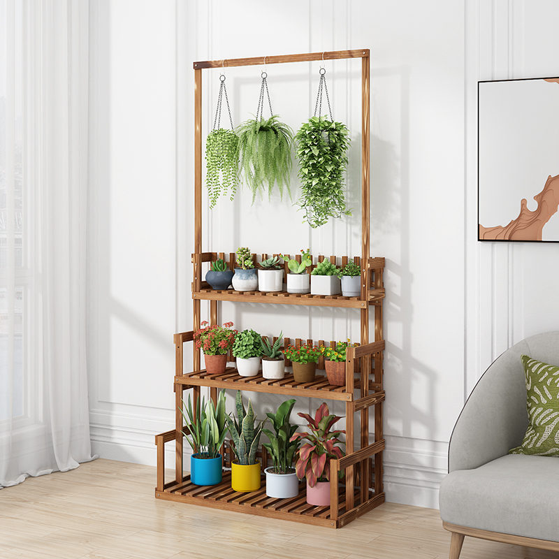 花架子阶梯式室内户外多层实木置物架绿箩多肉吊兰落地阳台花架子 - 图2