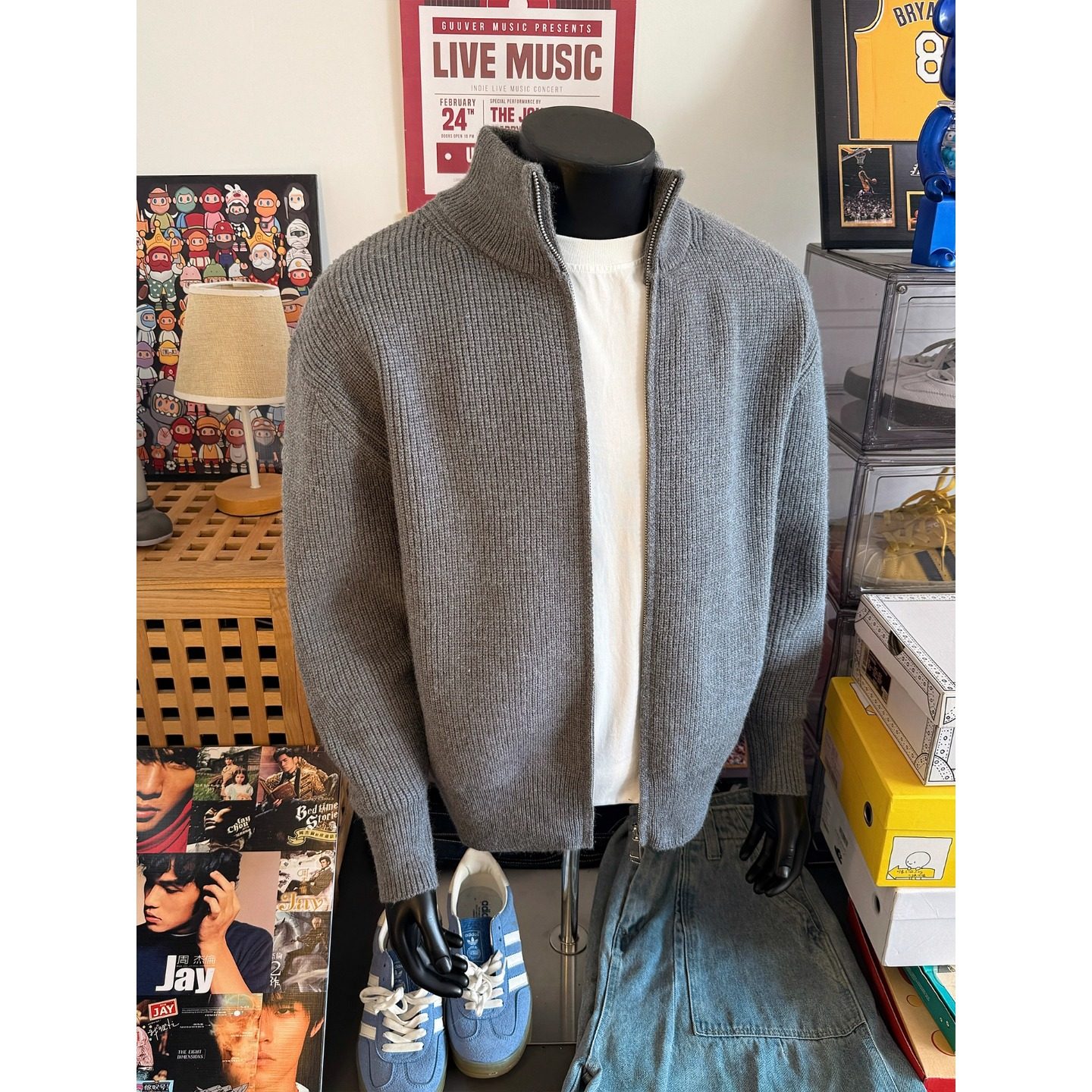 双拉链纯色开衫男针织衫春秋季经典半高领毛衣外套男修身外搭爆款,淘宝优惠券,粉丝福利购,淘宝优惠卷