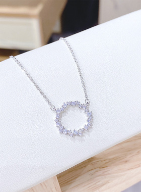 蓝色大海同款锆石项链韩版女锁骨链直播钛钢项链首饰饰品源头工厂