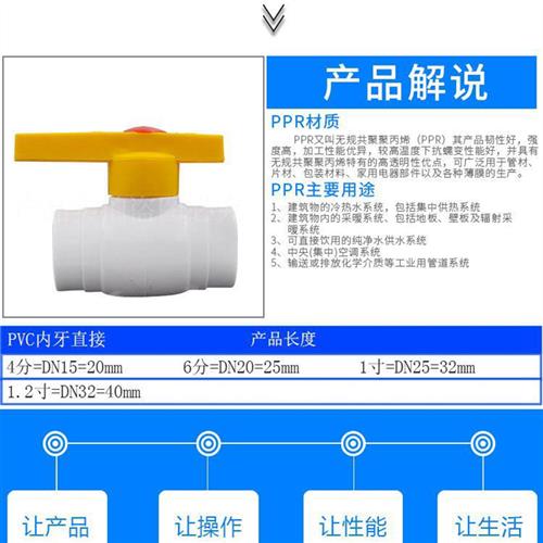 。PPR双内丝钢球阀内螺芯纹PPR球阀20 4分25 6分32PPR管材管件配 - 图1