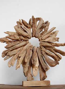 手工实木太阳艺术装饰品桌面摆件