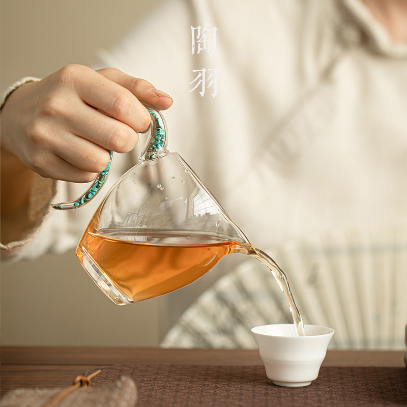 绿松石玻璃公道杯分茶器耐高温茶海防烫加厚手工玻璃高档功夫茶具,淘宝优惠券,粉丝福利购,淘宝优惠卷