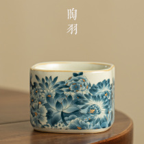 Ru Kiln Gold Wan Flowers Square Cup Kongfu Tea Furniture Ceramic Masters Cup Single Cup Teatra tea domestic big number personal special