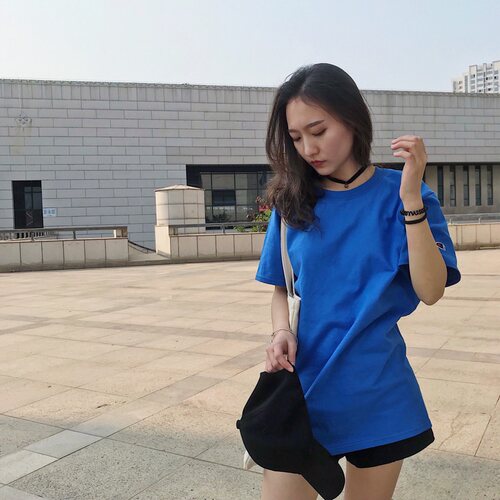 美版Champion冠军短袖T恤基础刺绣小logo纯色男女情侣款打底衫潮 - 图0