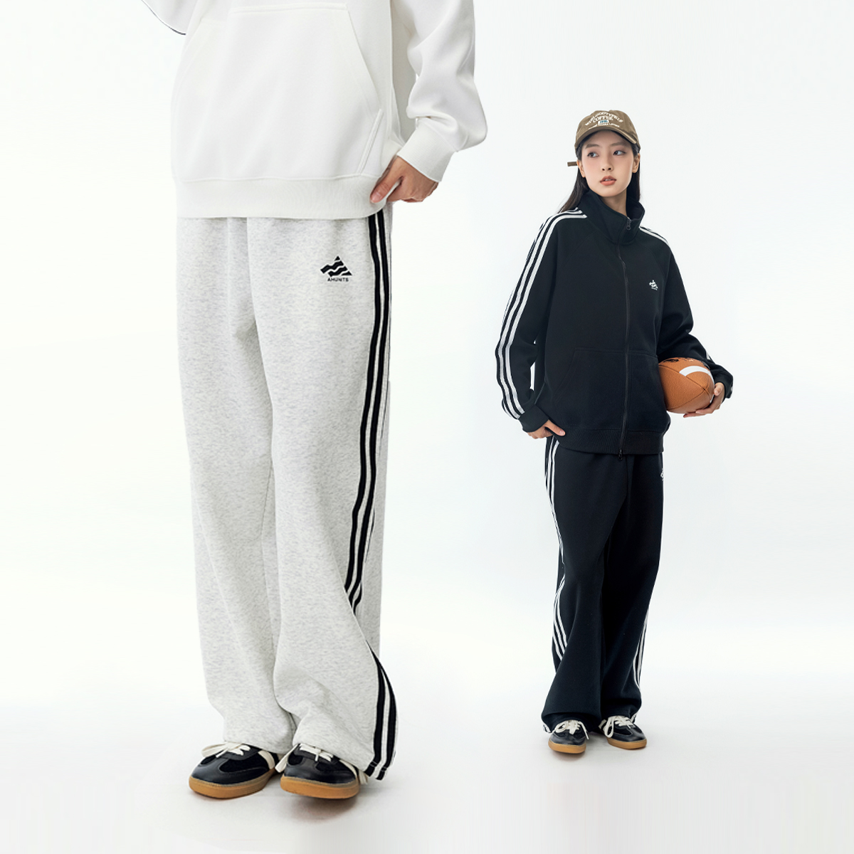 MANNSTU 春季新款日系复古运动直筒卫裤中性休闲宽松潮流百搭长裤 - 图0