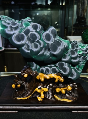 纯天然客厅原石孔雀石装饰摆件