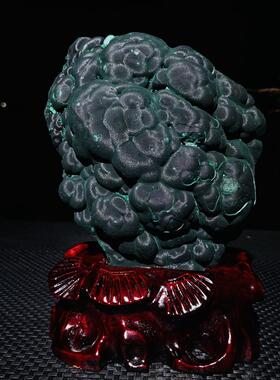 天然孔雀石原石装饰中式桌面摆件