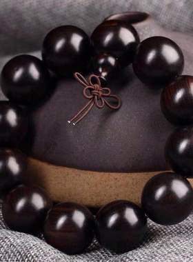 正宗紫光黑檀雕刻乌木手链念珠