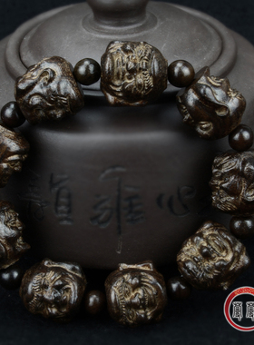 皮黑木雕刻十八罗汉貔