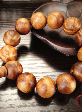 手串虎斑纹沉香木开运佛珠