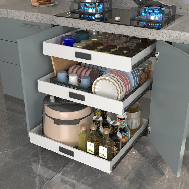 厨房改造深柜内抽屉托盘侧装轨道自制调料瓶白色PP塑料拉篮储物盒,淘宝优惠券,粉丝福利购,淘宝优惠卷