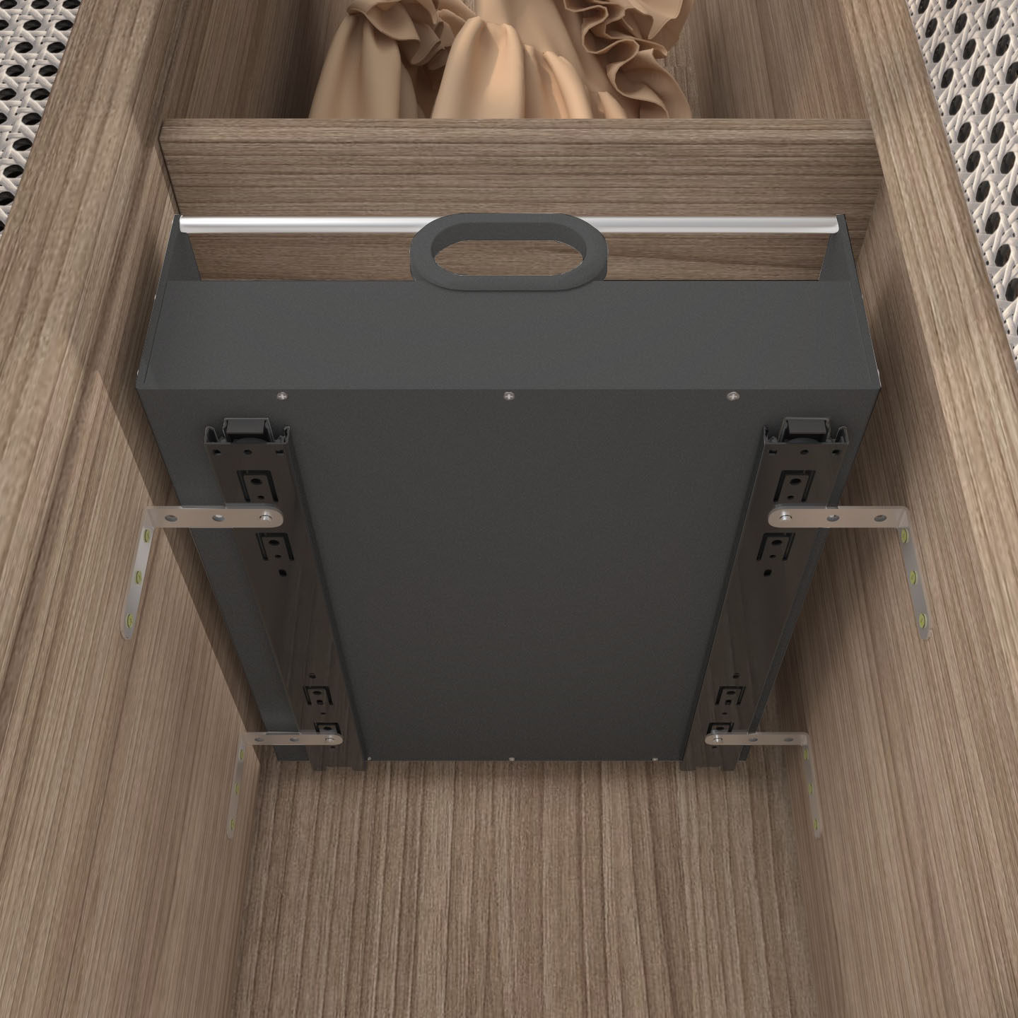 新款黑色加高抽屉拉篮带滑轨厨房收纳托盘橱柜改造收纳箱环保PP板 - 图2