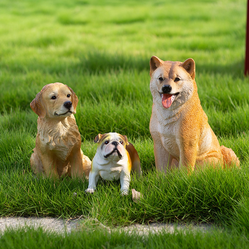 仿真柴犬落地摆件花园庭院装饰动物摆件仿真八哥金毛狗狗模型摆件 - 图3