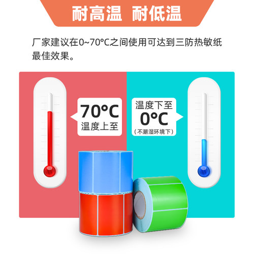 彩色三防热敏标签纸40*30 20 50 60 70 80 90 100不干胶条码打印纸红黄蓝绿棕橙紫物流价格纸收银纸分类贴纸 - 图1