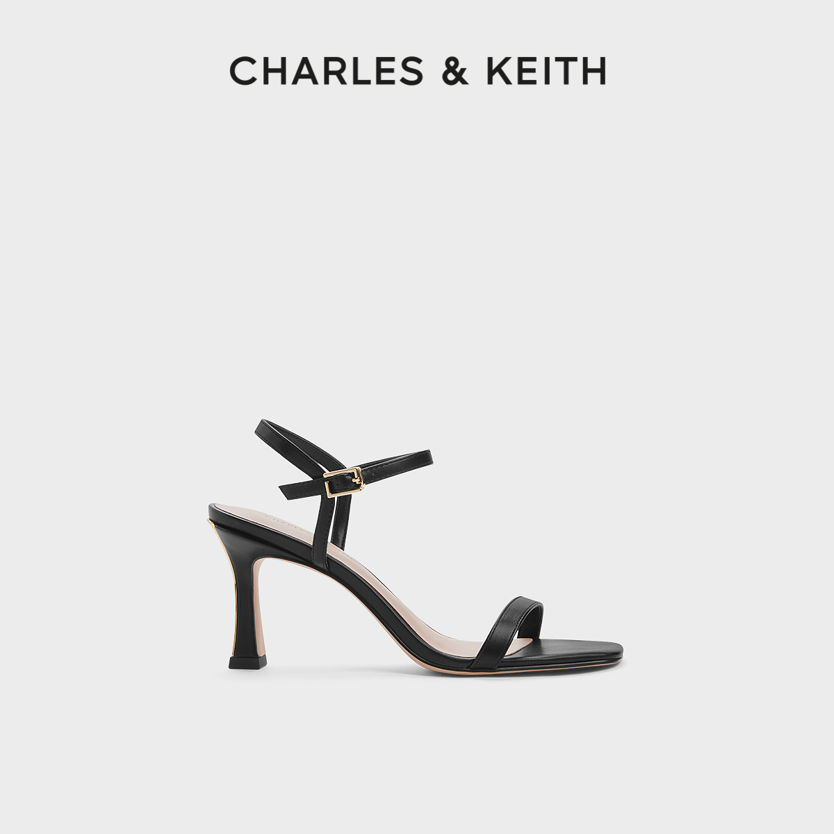 CHARLES&KEITH24春夏新款CK1-60580290法式方头一字带高跟凉鞋女 - 图0