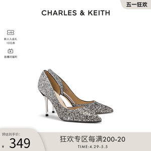 CHARLES&KEITH女鞋CK1-60580071女士宴会闪耀尖头水晶高跟鞋婚鞋